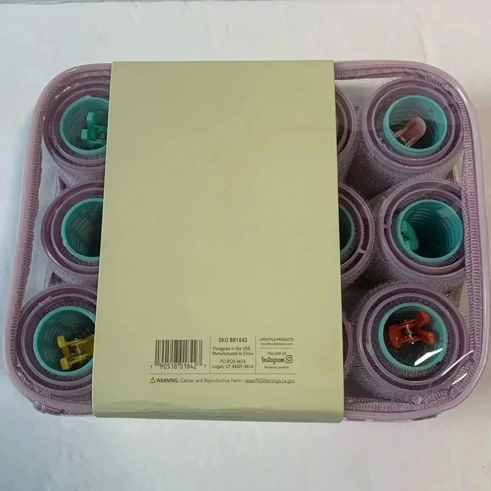 Self-Grip Hair Rollers Storage Case 36 Rollers Comb Clips Set New